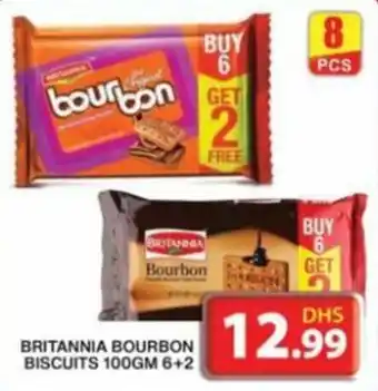 Grand Hyper Market BRITANNIA BOURBON BISCUITS 100GM 6+2 offer
