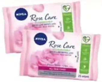 Ajman Market Nivea 3in1 Dry/Rose Water Wipes 1+1x25's offer