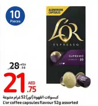 Carrefour L'or coffee capsules flavour 52g assorted offer
