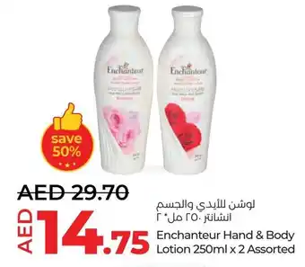 Lulu Hypermarket Enchanteur Hand & Body Lotion 250ml x 2 Assorted offer
