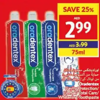 Viva Oradentex Cavity Protection/ Herbal Total Care/ Whitening Toothpaste 75ml offer