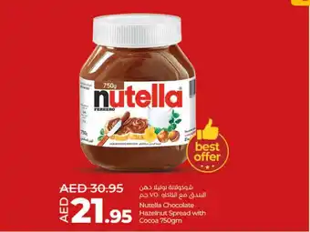 Lulu Hypermarket Nutella Chocolate Hazelnut Spread with Cocoa 750gm offer