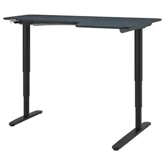 Ikea Bekant Corner desk right sit/stand, linoleum blue/black, 160x110 cm offer
