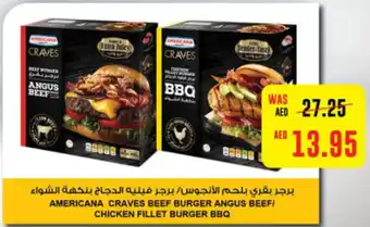 Spar AMERICANA CRAVES BEEF BURGER ANGUS BEEF / CHICKEN FILLET BURGER BBQ offer