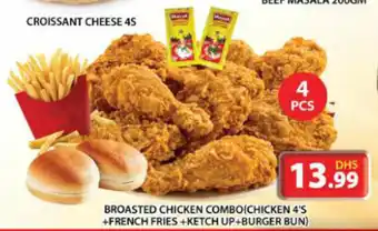 Grand Mall Sharjah BROASTED CHICKEN COMBO{CHICKEN 4'S +FRENCH FRIES +KETCH UP+BURGER BUN} offer