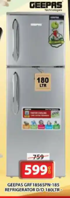 Grand Mall Sharjah GEEPAS GRF1856SPN-185 REFRIGERATOR D/D 180LTR- offer