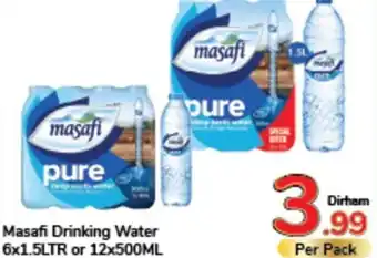 Day To Day Masafi Drinking Water 6x1.5LTR or 12x500ML offer