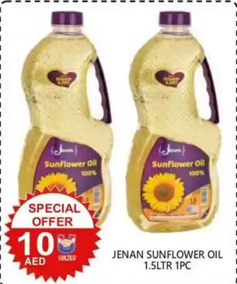 United Hypermarket JENAN SUNFLOWER OIL 1.5LTR 1PC offer