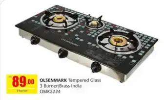Safeer Market OLSENMARK Tempered Glass 3 Burner / Brass India offer