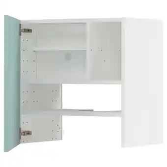 Ikea Metod Wall cb f extr hood w shlf/door, white Järsta/high-gloss light turquoise, 60x60 cm offer