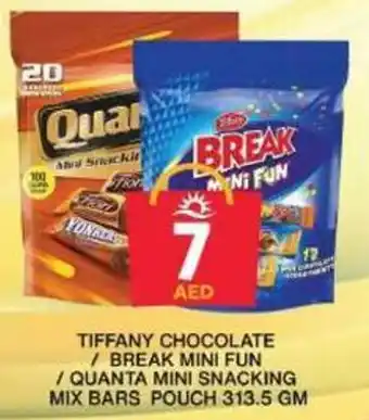 Grand Hyper Market TIFFANY CHOCOLATE / BREAK MINI FUN / QUANTA MINI SNACKING MIX BARS POUCH 313.5 GM offer