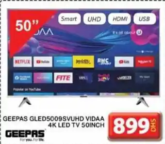 Grand Mall Sharjah GEEPAS GLED5009SVUHD VIDAA 4K LED TV 50INCH offer
