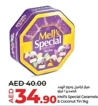 Lulu Hypermarket Mells Special Caramels and Coconut Tin 1kg offer