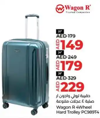 Lulu Hypermarket Wagon R 4Wheel Hard Trolley PC989T4 offer