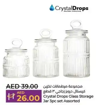 Lulu Hypermarket Crystal Drops Glass Storage Jar 3pc set Assorted offer