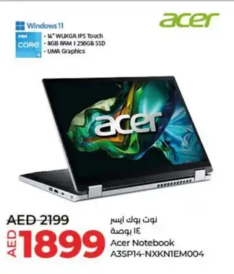Lulu Hypermarket Acer Notebook A3SP14 NXKNIEM004 offer