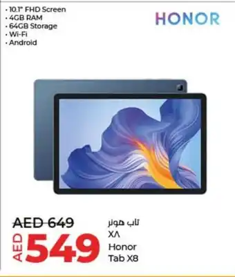 Lulu Hypermarket HONOR tab X8 offer
