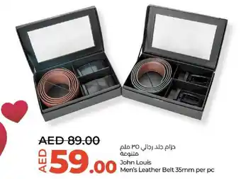 Lulu Hypermarket John Louis Men's Leather Belt 35mm per pc offer