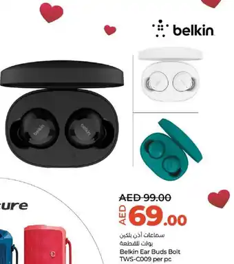 Lulu Hypermarket Belkin Ear Buds Bolt TWS C009 per pc offer
