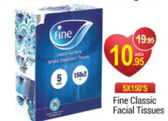 New W Mart Fine Classic Facial Tissues 5 x 150's offer
