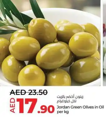 Lulu Hypermarket Jordan Green Olives in Oil per kg offer