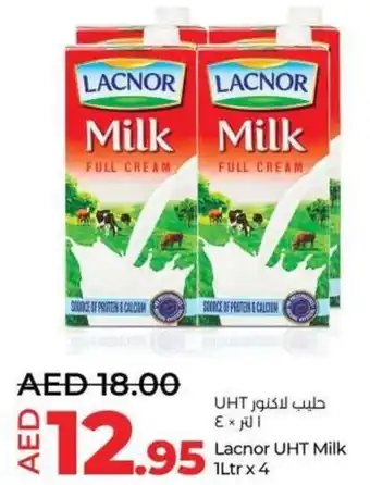 Lulu Hypermarket Lacnor UHT Milk 1Ltr x 4 offer