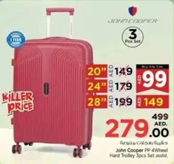 Nesto John Cooper PP 4Wheel Hard Trolley 3pcs Set asstd. offer