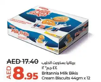 Lulu Hypermarket Britannia Milk Bikis Cream Biscuits 44gm x 12 offer