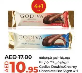 Lulu Hypermarket Godiva Double/Creamy Chocolate Bar 35gm 4+1 offer