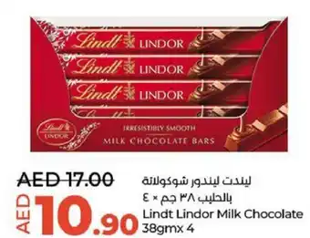 Lulu Hypermarket Lindt Lindor Milk Chocolate 38gm x 4 offer