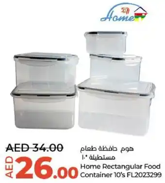 Lulu Hypermarket Home Rectangular Food Container 10's FL2023299 offer