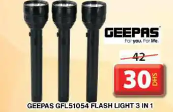 Grand Hyper Market GEEPAS GFL51054 FLASH LIGHT 3 IN 1 offer