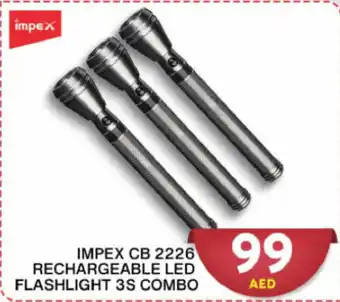 Grand Hyper Market IMPEX CB 2226 RECHARGEABLE LED FLASHLIGHT 3S COMBO offer