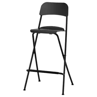 Ikea Franklin Bar stool with backrest, foldable, black/black, 74 cm offer