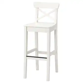 Ikea Ingolf Bar stool with backrest, white, 74 cm offer