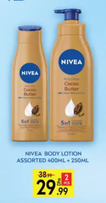 Al Madina Hypermarket NIVEA BODY LOTION ASSORTED 400ML + 250ML offer
