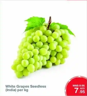 Choithrams White Grapes Seedless (India) per kg offer