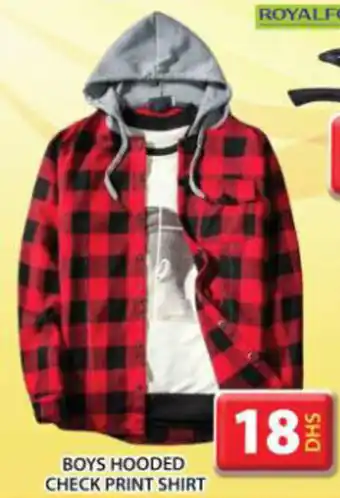Grand Hyper Market BOYS HOODED CHECK PRINT SHIRT offer