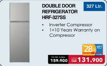 Sharaf DG DOUBLE DOOR REFRIGERATOR HRF-327SS 327 Ltr. offer