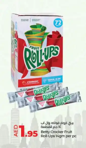 Lulu Hypermarket Betty Crocker Fruit Roll Ups 14gm per pc offer