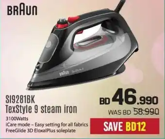 Sharaf DG BRAUN SI9281BK TexStyle 9 steam iron offer