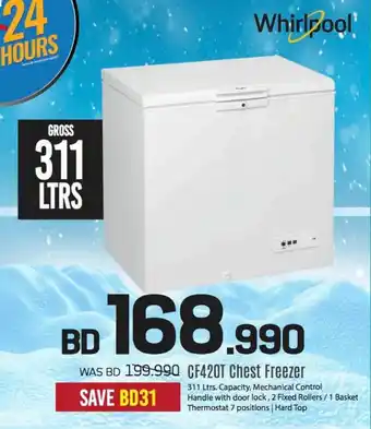 Sharaf DG Whirlpool CF420T Chest Freezer offer