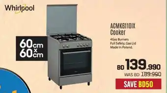 Sharaf DG Whirlpool ACMK6110IX Cooker offer