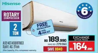 Sharaf DG Hisense AS24CT4SBBTR03 Split AC 2Ton offer