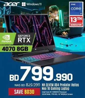 Sharaf DG acer Windows 11 NH.OLVEM.004 Predator Helios Neo 16 Gaming Laptop offer