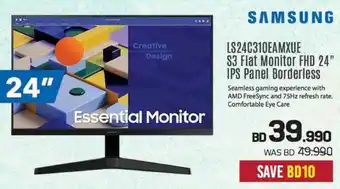 Sharaf DG SAMSUNG LS24C310EAMXUE S3 Flat Monitor FHD 24" IPS Panel Borderless offer