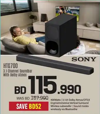 Sharaf DG SONY HTG700 3.1 Channel Soundbar With Dolby Atmos offer