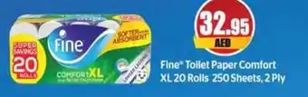 Almaya supermarket Fine Toilet Paper Comfort XL 20 Rolls 250 Sheets, 2 Ply offer