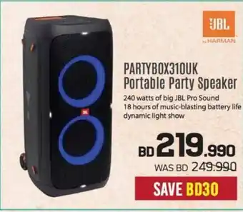 Sharaf DG Jbl partybox310uk portable party speaker offer