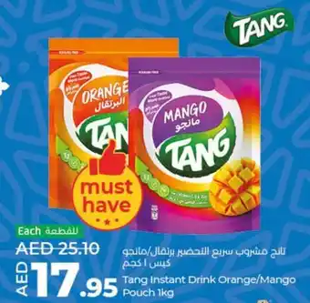 Lulu Hypermarket Tang Instant Drink Orange Mango Pouch 1kg offer